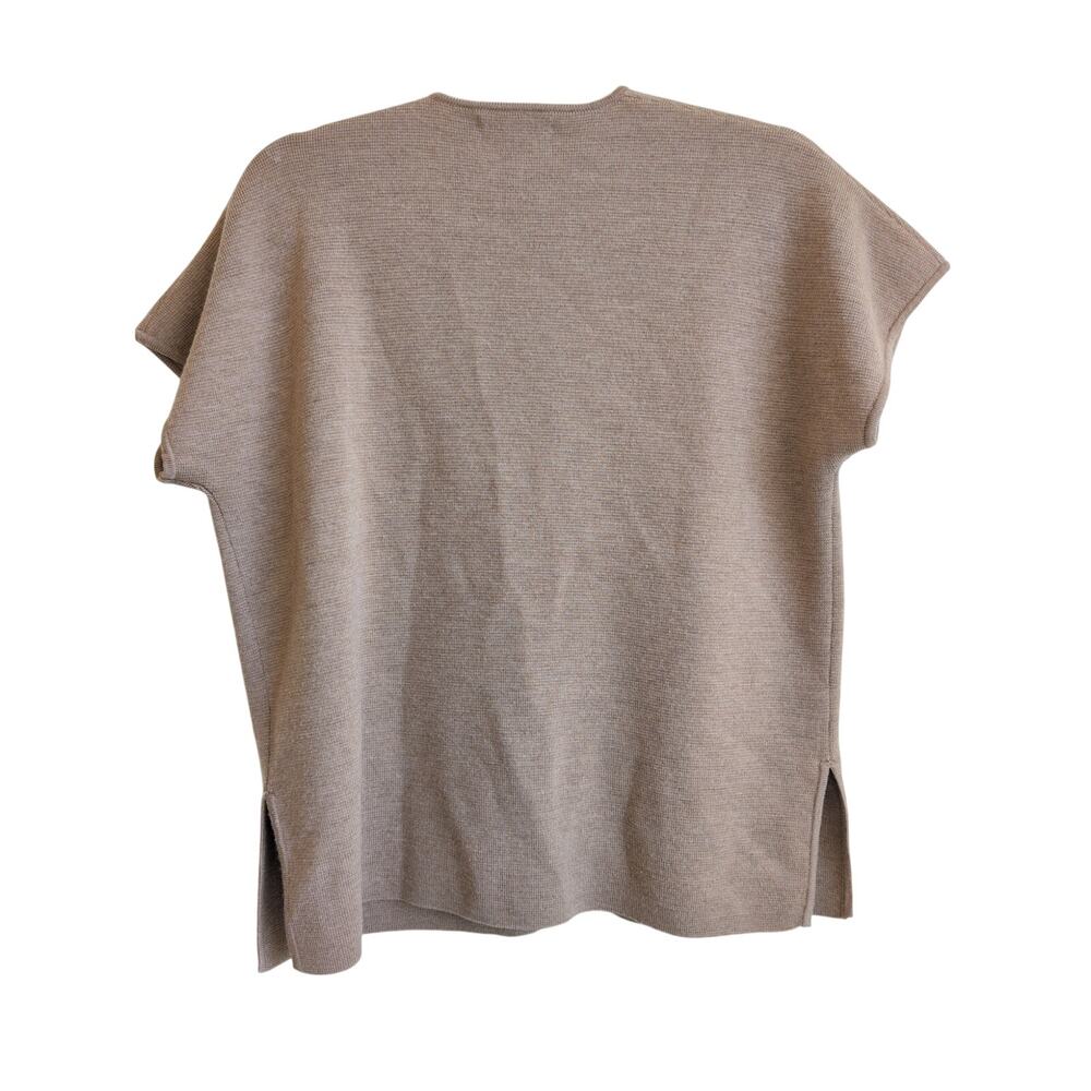 Ann Mashburn Camel Tan Short Sleeve 100% Wool Sweater Top size Large - Picture 3 of 4